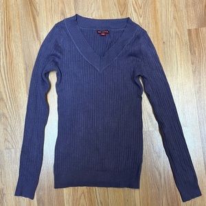 Medina Purple Ribbed Long-Sleeve Top